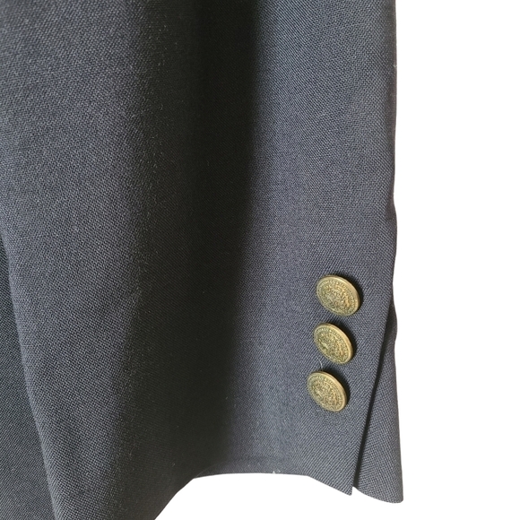 Oscar de la Renta 40R Sport Coat Blazer Jacket 100% Wool Solid Black 2 Button.E - Picture 8 of 11